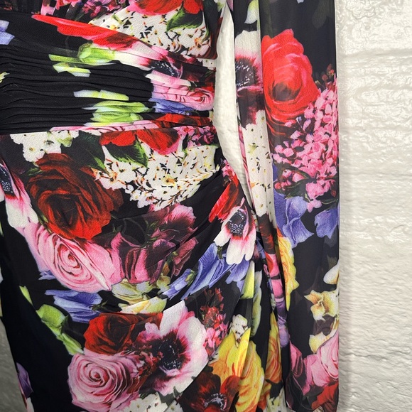 Mac Duggal Multicolor Floral Long Sleeve Dress - Picture 5 of 8